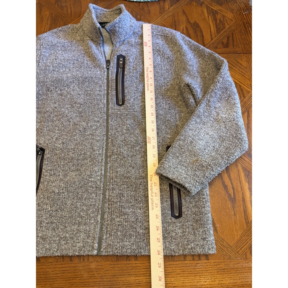 Orvis Sweater Mens Medium Beige Full Zip Mock Neck Knit Jacket Fleece Lined - Picture 7 of 10